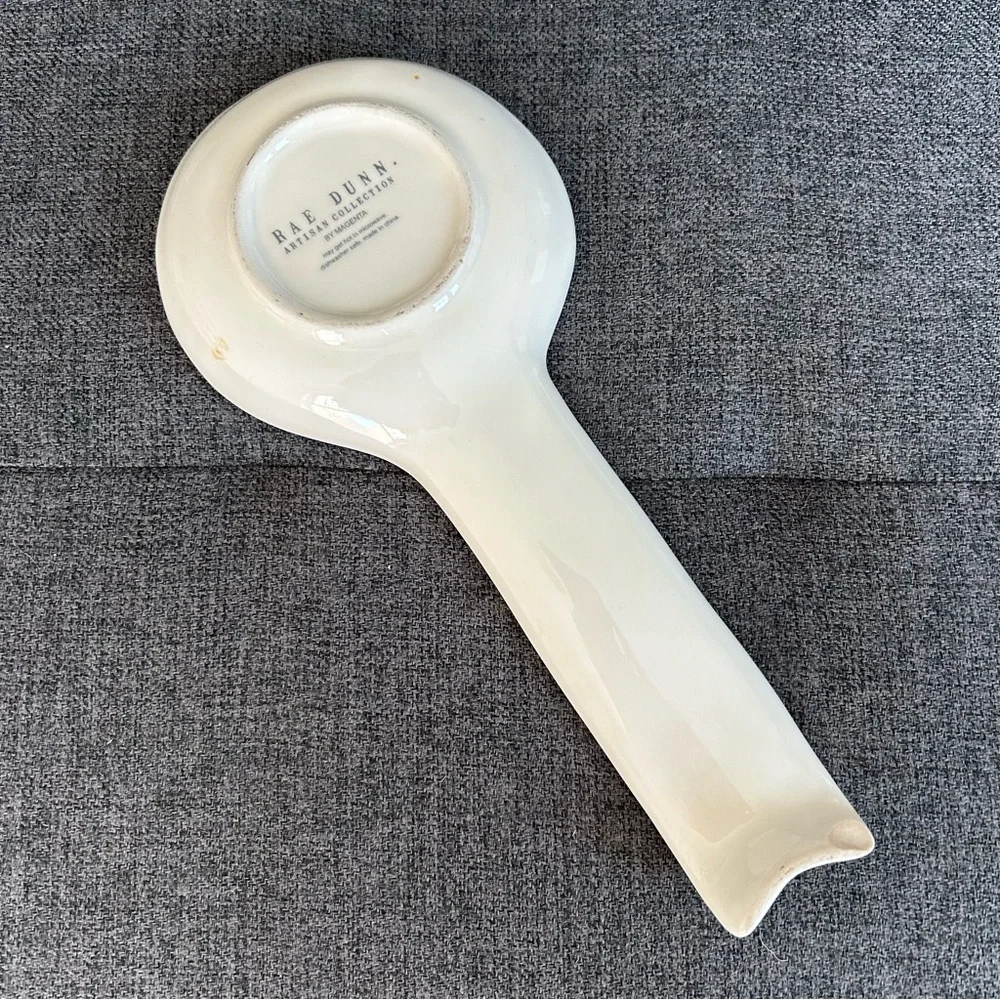 Rae Dunn Ceramic Spoon Rest, White, Black
